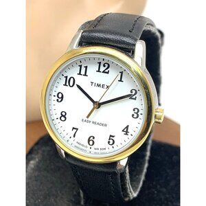 Timex Women's Watch TW2V94800 Quartz Indiglo White Dial Black Leather Strap 30mm